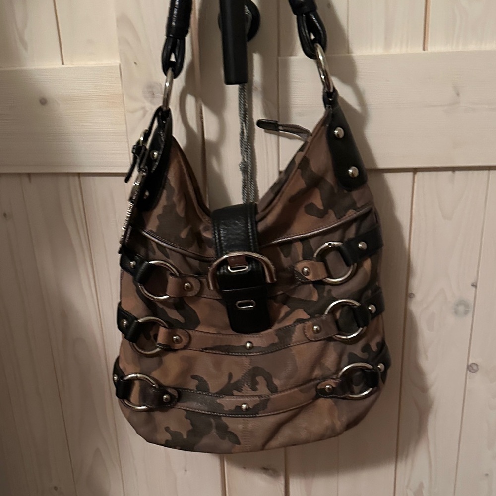 B. Makowsky Camouflage Hobo Bag with Black Accents, LN